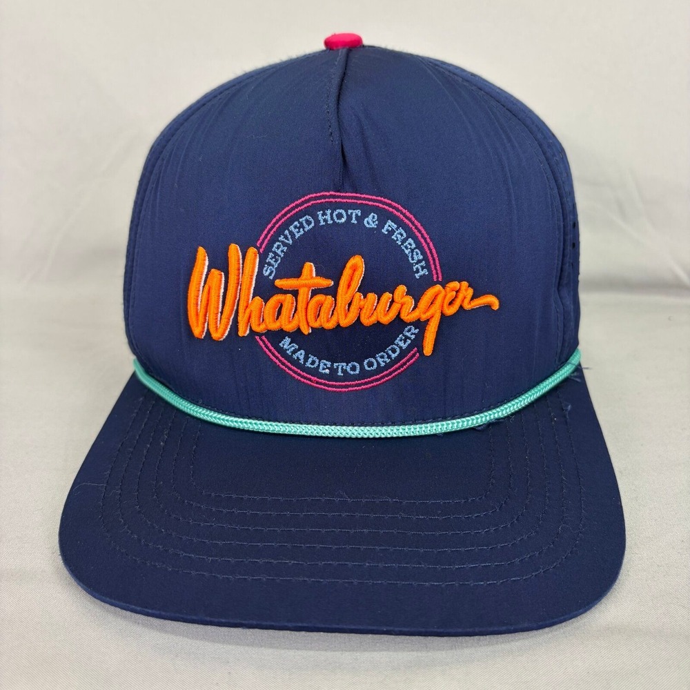 Staunch Whataburger Snapback Hat Mens OSFM Navy Blue Perforated Rope Cap